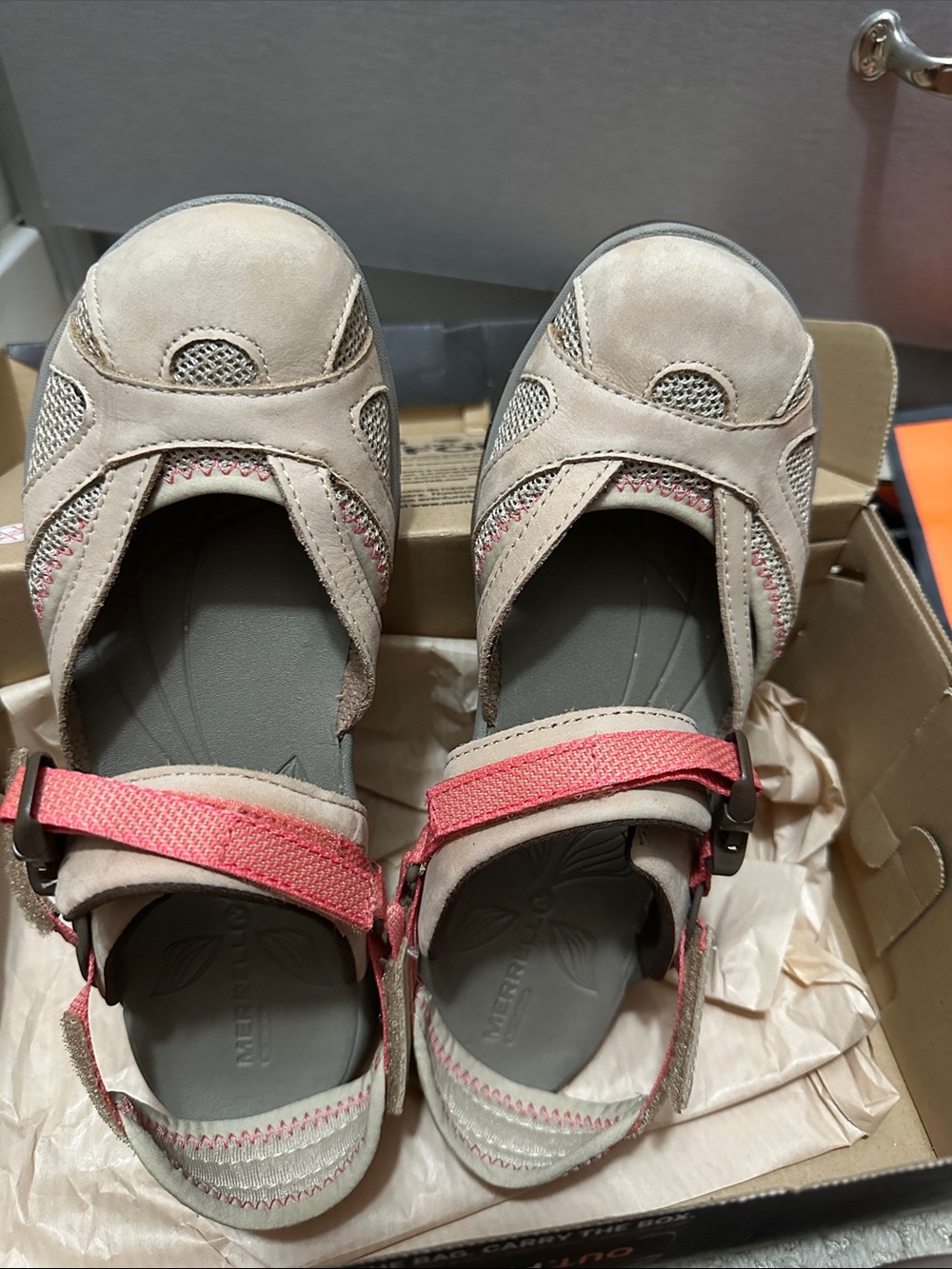 Merrell Women's Beige Sandals with Coral Strap